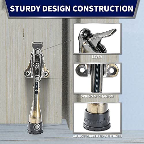 Home&I One Touch Easy Pedal Door Stop Stopper Height Adjustable Kick Down Door Stop With Rubber Tip Spring Lever Screw Type (Antique Bronze) #TOP2