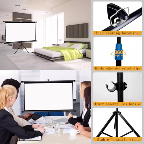 Pantalla portátil para proyector de 60 pulgadas con soporte trípode, formato 16:9 o 4:3, pantalla HD móvil ligera y compacta, fácil de montar, ideal para cine en casa y fiestas en el jardín miniatura 3