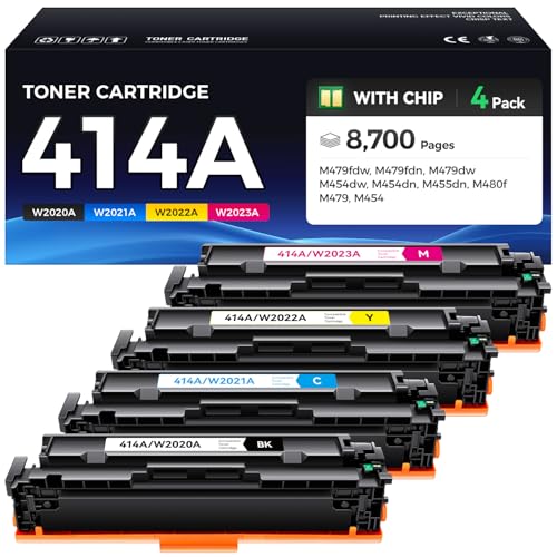 414A Toner Cartridge Set 4-Pack Printer Replacement for HP 414A W2020A W2021A W2022A W2023A Compatible for HP Color Laserjet Pro MFP M479fdw M479fnw M479dw M454dw M454dn M454nw Enterprise M480f M455dn