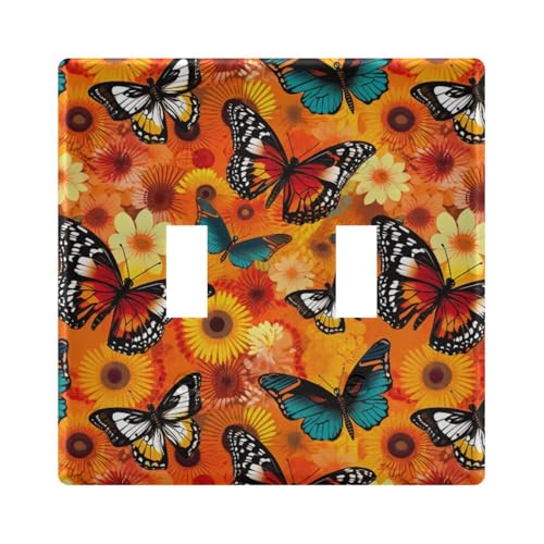 UMIRIKO Butterfly Flower Light Switch Cover Plate Covers Decorative Double Toggle Home Decor 202a8562