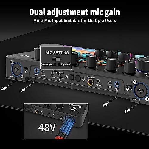 Podcast Equipment Bundle for 2, Audio Interface DJ Mixer with Studio Podcast Microphones Portable Battery Powered For Podcast, Live streaming, Recording, Music Creation COMMANDER M1