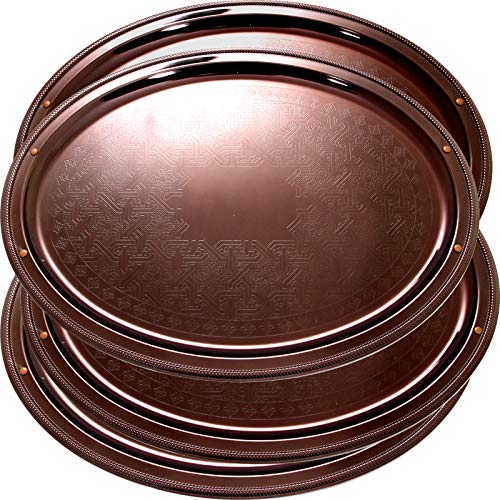 Maro Megastore (paquet de 4) Plateau décoratif en fer métallisé bronze, 52 cm x 40 cm, garniture rectangulaire, Vintage Buffet Party Dessert Tla-002