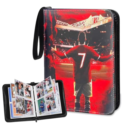 Image of PATPAT 400 Pockets Soccer Card Binder Autographed Cards Storage Bag Waterproof PU Cover Zipper Card Organzier Holder Multi Purpose Card Organizer Bag for Game Trade Cards, Collectible Cards