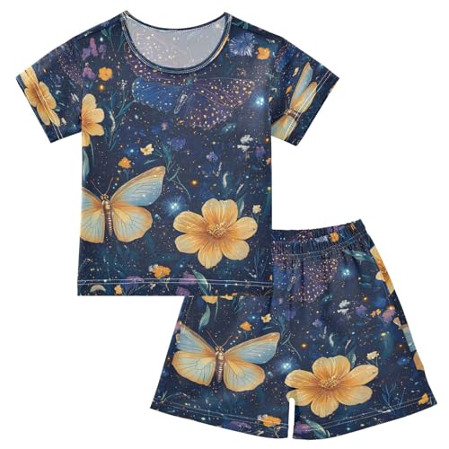 senya Short Sleeve Pajamas Sets Summer Cotton Sleepwear Yellow Flower Butterfly