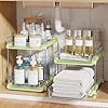 Delamu 2-Tier Multi-Purpose Bathroom Under Sink Organizers and Storage, Stackable Kitchen Pantry Organization, Pull Out Medicine Cabinet Organizer with Movable Dividers, Green, 2 Pack #5