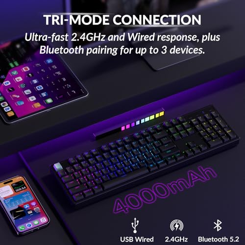Image of Keychron K10 HE Rapid Trigger Gaming Keyboard Wireless, Hall Effect Magnetic Switch Hot Swappable, 2.4 GHz /Bluetooth /Wired Adjustable Actuation, Full-Size Custom RGB for Mac Windows Linux