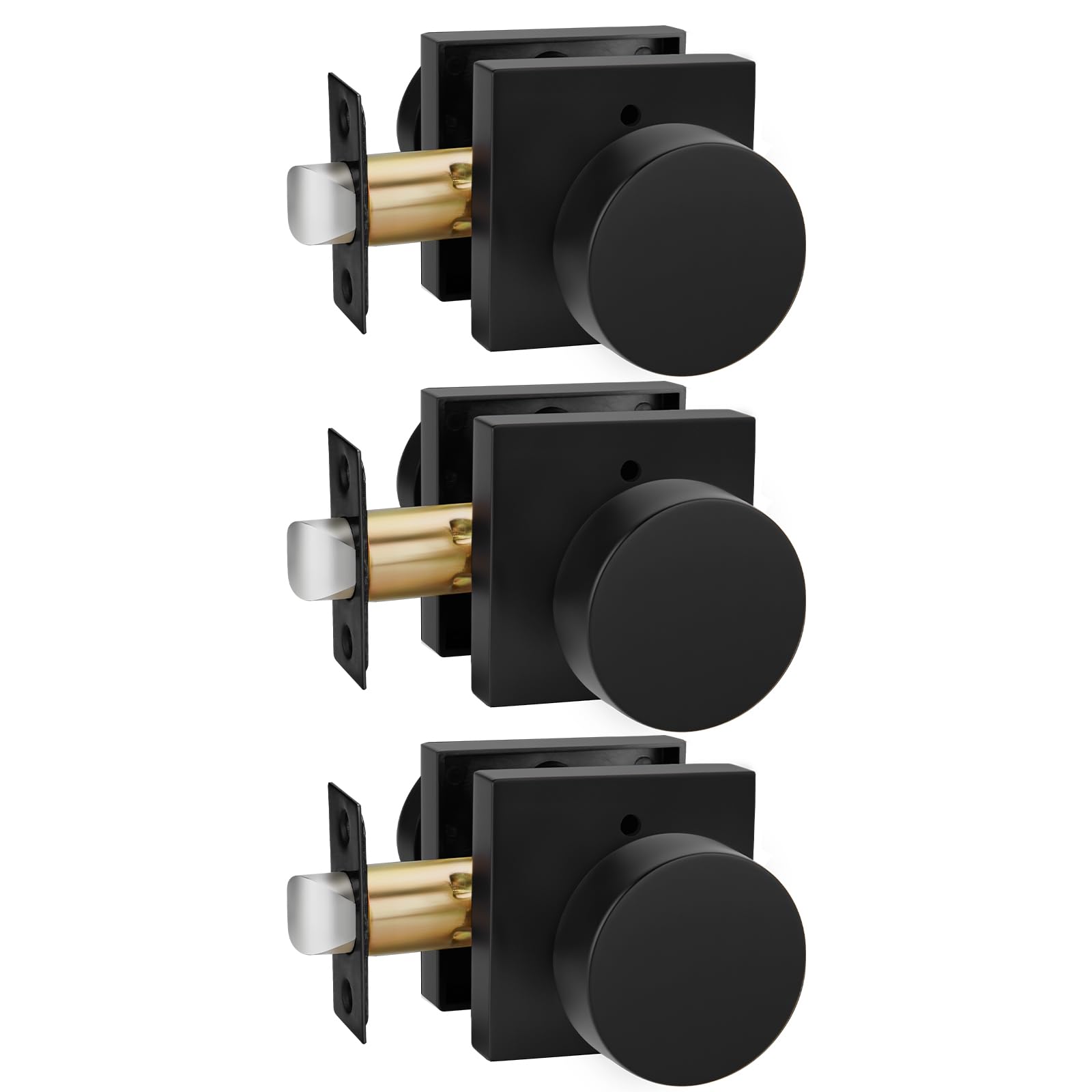 Goldenwarm Matte Black Door Knobs - 6 Pack -16 Goldenwarm Matte Black Door Knobs - 6 Pack -16