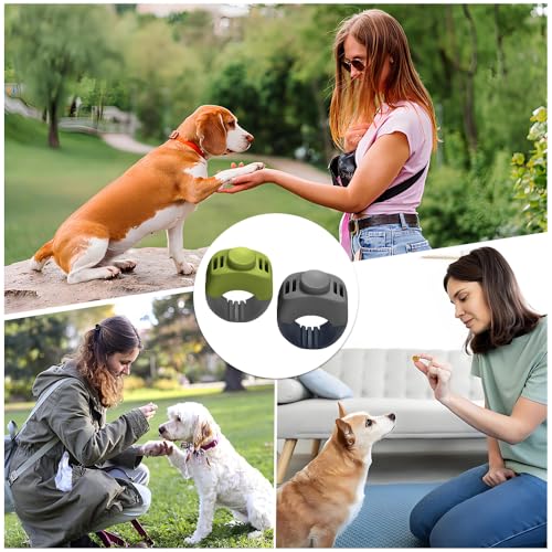 huoanpo 2X Klicker Hund (19mm/21mm) in Grasgrün und Grau – Praktisches Hundetraining-Zubehör als Fingerring-Clicker Hund für Hunde-, Katzen- und Pferdetraining.