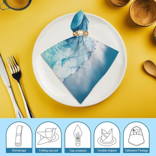 Servilletas de tela estampadas Ocean Wave, cuadradas miniatura 7