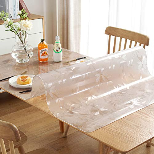 LovePads 15mm Thick 42 x 60 Inches Floral Table Cover Protector Table Protector for Dining Room Table Plastic Tablecloth Protector Table Pad for Kitchen Wood Grain