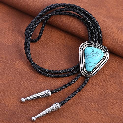Image of Btilasif Bolo Tie- Tiger Eye Stone Bolo Tie Leather Necktie Western Jewelry Accessories for Women Men