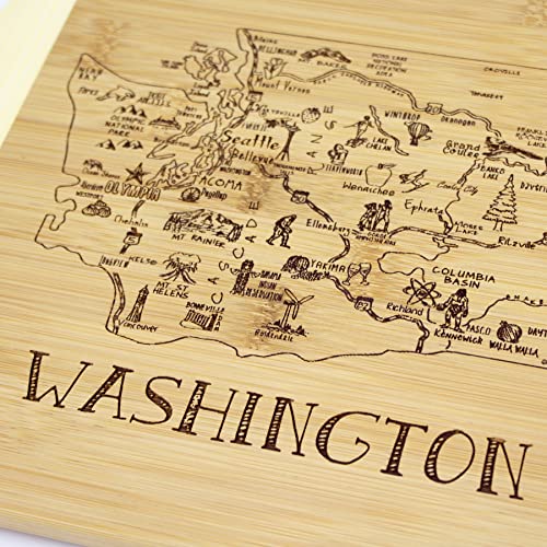 Image of Totally Bamboo A Slice of Life Washington Engraved Map Cutting Board