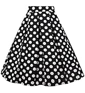 Girstunm Women's Pleated Vintage Skirt Floral Print A-line Midi Skirts with Pockets