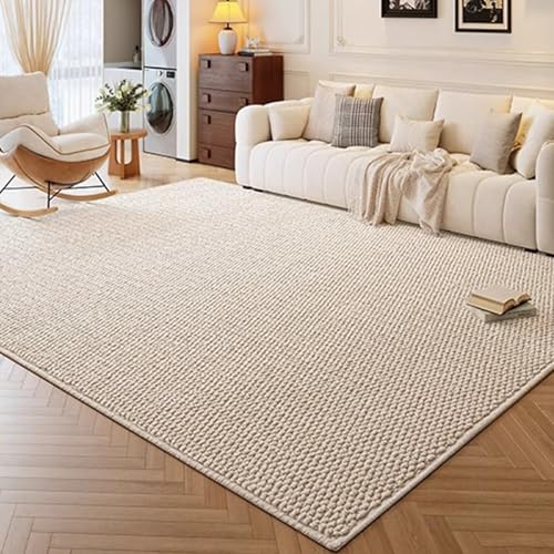 Alfombra de sisal antideslizante, resistente a la suciedad, fácil cuidado, a prueba de arañazos, ideal para decoración de sala de estar, 160 x 240 cm, revestimiento de suelo elegante y funcional