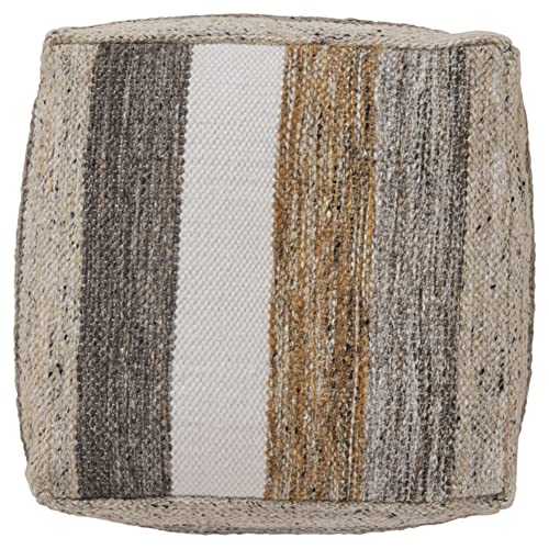 Signature Design by Ashley Striped 16x16 Square Pouf Ottoman, Gray/Brown - image 2