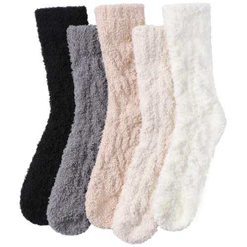 5 Pairs Fuzzy Socks for Women - Cozy, Fluffy Socks for Winter