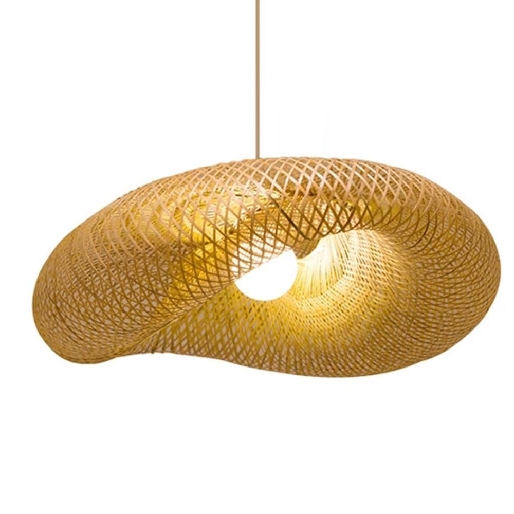 LQZCXMF Weave Geometry Pendant Lamp for Corridor Dome Wicker Fixtures Adjustable Rustic Basket Handmade Chandelier Bamboo Cage Island Decor Lamp Shade for Living Dining Bedroom Restaurant Teahouse