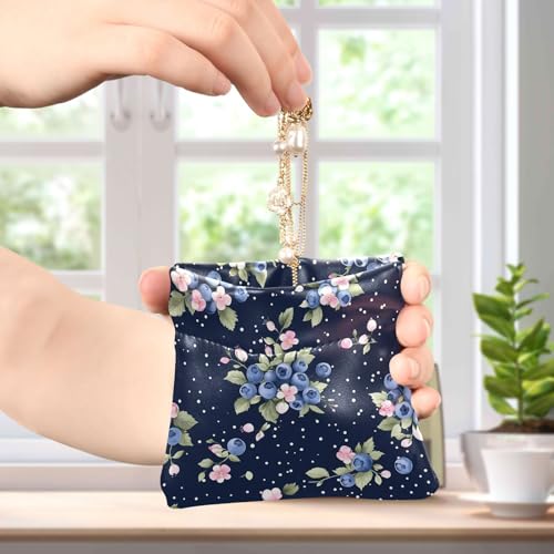 Coin Purse for Women Blueberry Flower Coin Pouch Change Holder PU Leather Mini Wallet Portable Coin Bag Money Pocket4