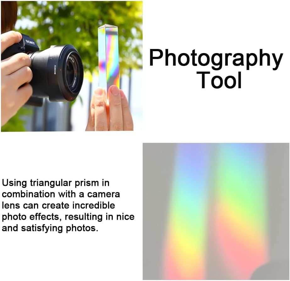 30mm Wide Triangular Crystal Optical Glass Prism, 30/50mm Prism Rainbow Spectrum Experiments Glass, K9 Crystal Triangle Prism, Clear Lens for Spectrum Physics