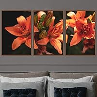 3 Piece Framed Canvas Wall Art Orange Blossom and Colorful Bouquet Canvas Prints Home Artwork Decoration for Living Room,Bedroom - 16