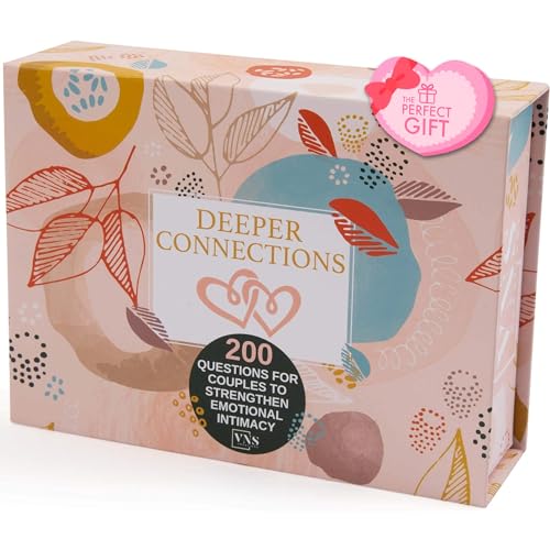 Product Image of the VNS Creations Deeper Connections - Cards Game for Couples - 200 Fun Relationship Questions - Romantic Games for Adults Couples - Conversation Starters, Intimate Activities - Valentines Day Gifts