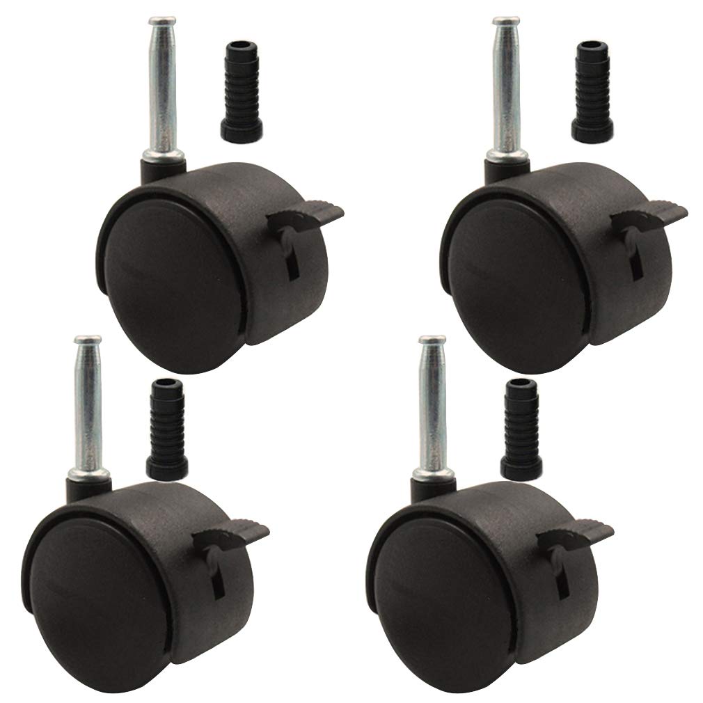 Roulettes pivotantes pour sols en bois dur avec tige enfichable M8x38 mm