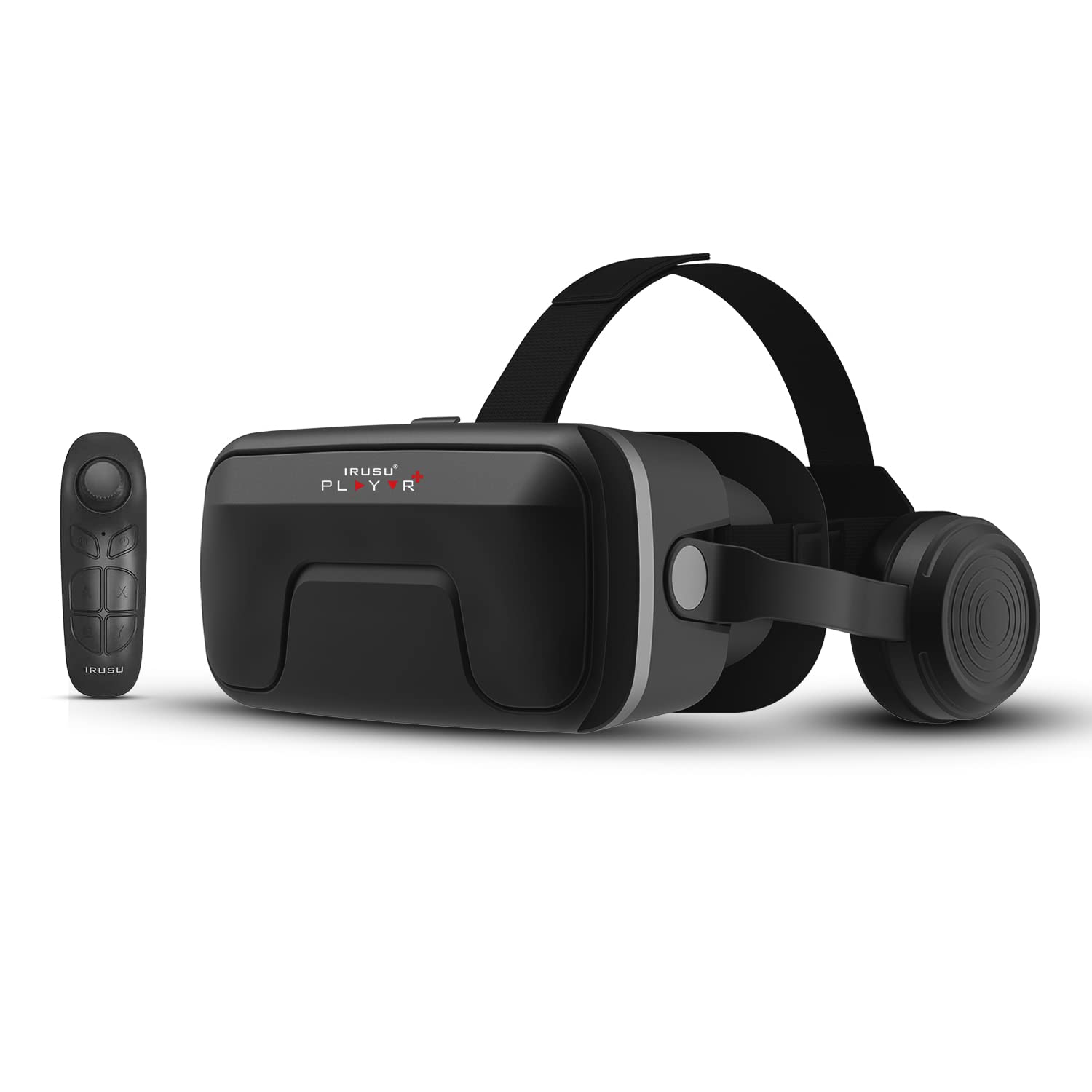 Irusu Play VR Ultra 2026 | VR Headset for All Mobiles with 40mm HD Anti-BluRay Lens | Adjustable IPD & Focal VR Headset | Built-in Type-C Headphones + Bluetooth Remote | Mobile VR Gaming Set