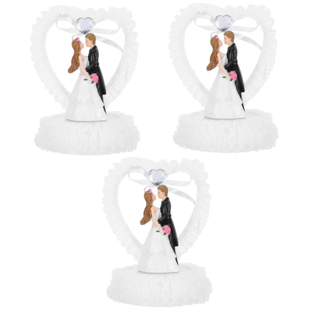 PRETYZOOM 3 Stück Hochzeitsdekorationen Romantische Liebesstatue Hochzeitstorte Ornament Braut Und Bräutigam Figuren Paar Dekoration Herz Kuchenaufsatz Braut Und Bräutigam