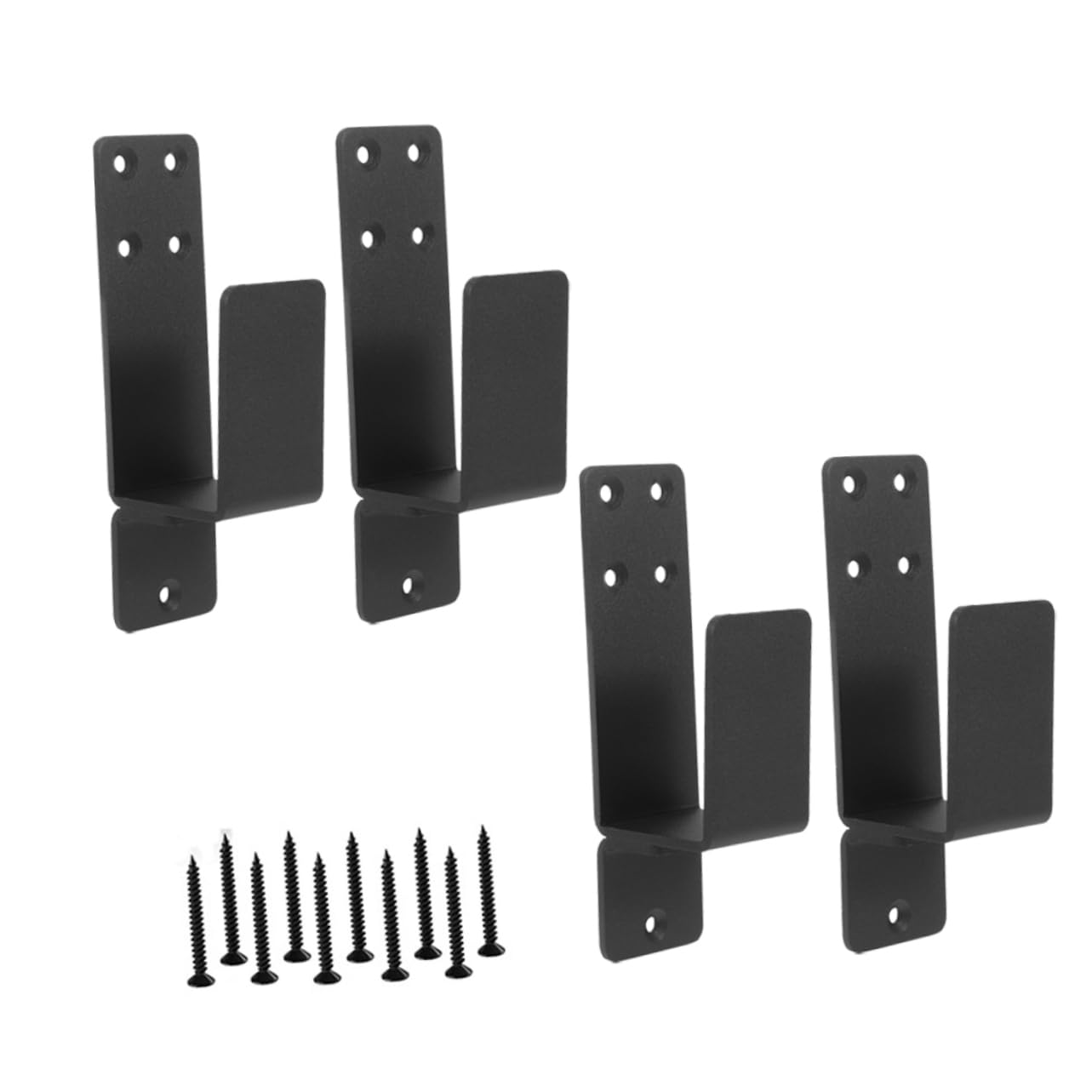 WOONEKY Support de Barre de Sécurité pour Porte, Acier Noir, Forme en U, Maintien Stable, pour Porte D’entrée Sous-sol, Sécurité Renforcée