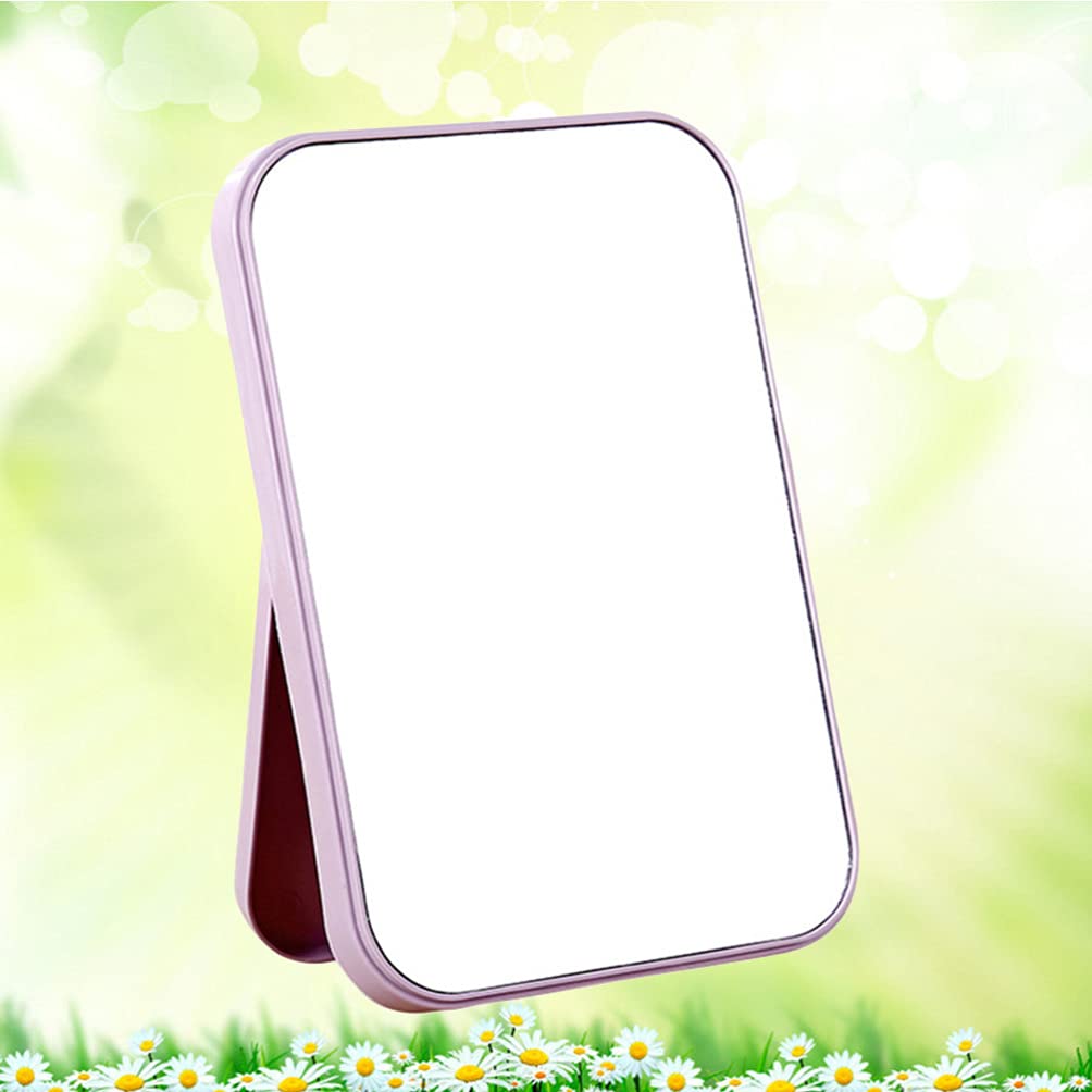 Espejo de maquillaje plegable compacto para mujeres y hombres, espejo de escritorio morado claro para el hogar, la oficina y los viajes, diseño pequeño y portátil para un fácil transporte