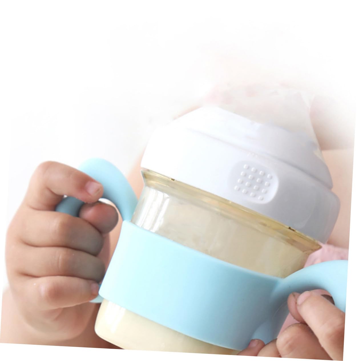 Silicone Milk Bottle Handle Ergonomic Feeding Bottle Grip Portable Easy to Install and Wash Blue