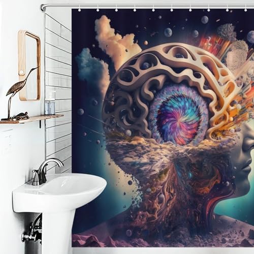 Rideau de douche polyester lavable en machine imperméable avec 12 crochets - 6