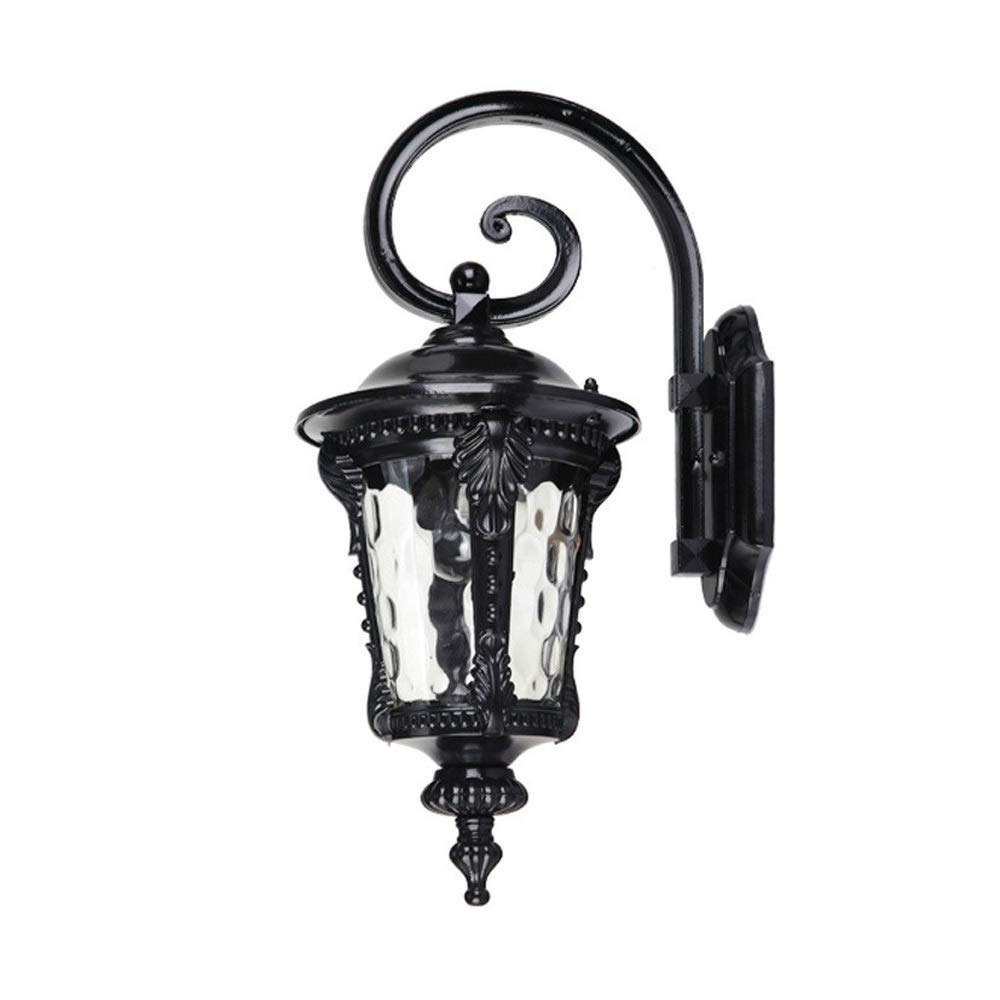 SXSCARKX Retro European Waterproof Aluminum Outdoor Hanging Gooseneck E27 Wall Lamps Vintage Victorian Sconce Corrugated Glass Lanterns Garden Terrace Decor Indoor Lights (Color : Bronze) n