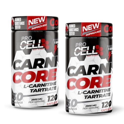ProCell CarniCore | PACK x2 UDS | Quemagrasas con L-Carnitina Tartrato (240 cápsulas / 60 Servicios) - 2800mg de L-Carnitina por Dosis - Apoya la Pérdida de Peso y el Adelgazamiento