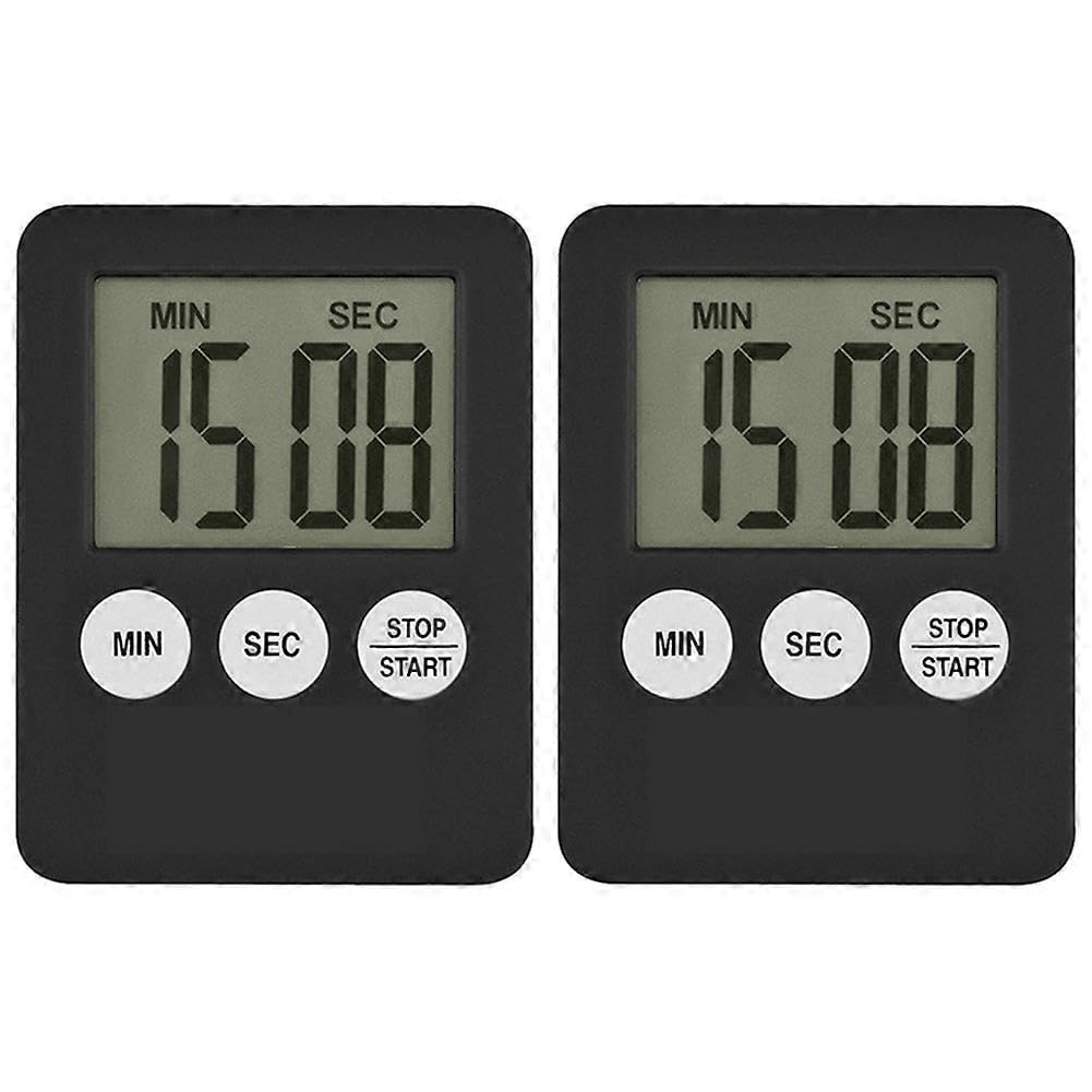 JOYHAPPST 2X Super Thin LCD Digital Screen Kitchen Timer Square Cooking Count Up Countdown Alarm Magnet Clock