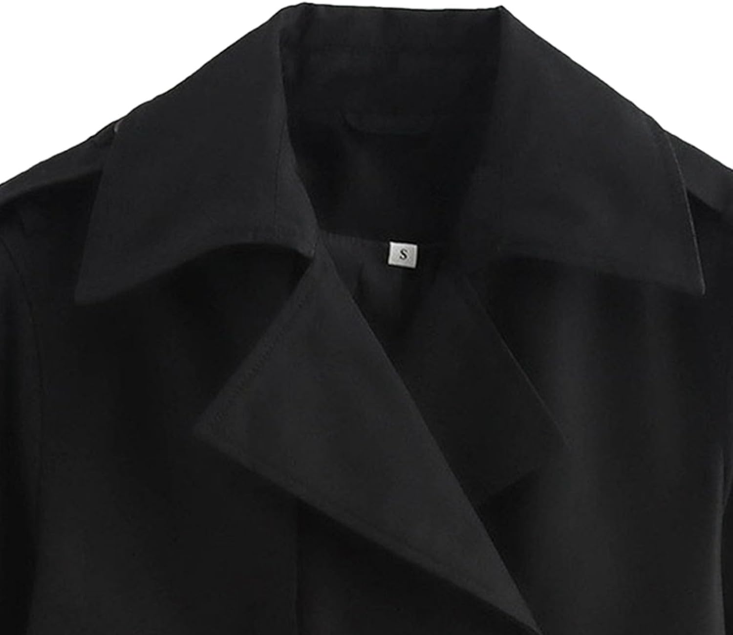 Coats for Women Cropped Trench Coat for Women Long Sleeve Double Breasted Notched Lapel Casual Loose Fit Jackets