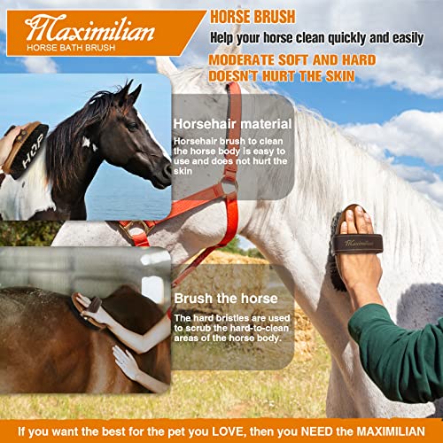 Maximilian Equine Body Horse Brush Professional Equine Pet Grooming Tools Effortlessly Removes Dirt And Loose Hair From Your Horses Coat Handmade Soft Brushing Cleaning Tool #TOP4