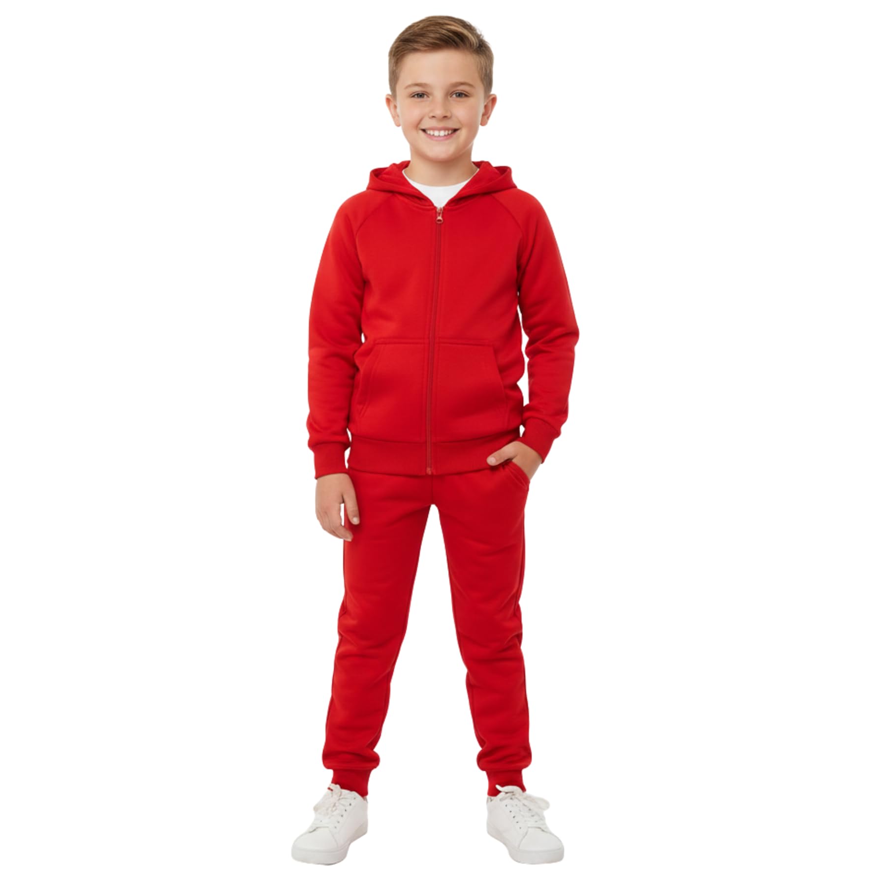 A2Z 4 Kids Tracksuit Hoodie Jogger Set - T.S Plain 109 Red 13