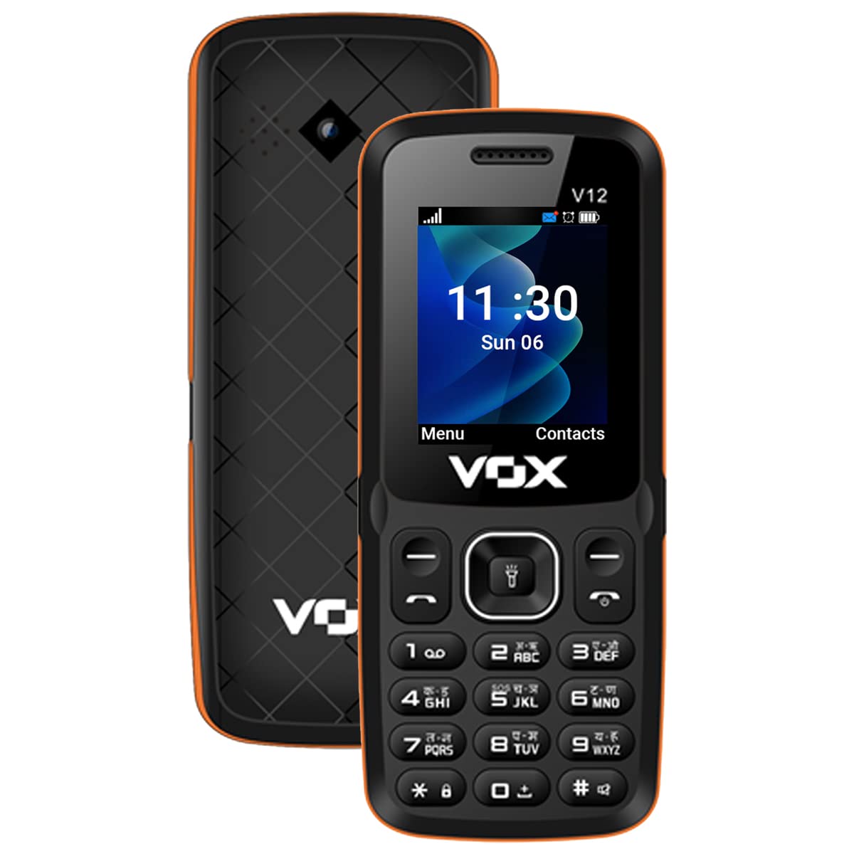 Vox V12 Multimedia Mobile with 1.8 Inch Screen (0.3 MP Camera, Dual Sim) (Orange & Black)