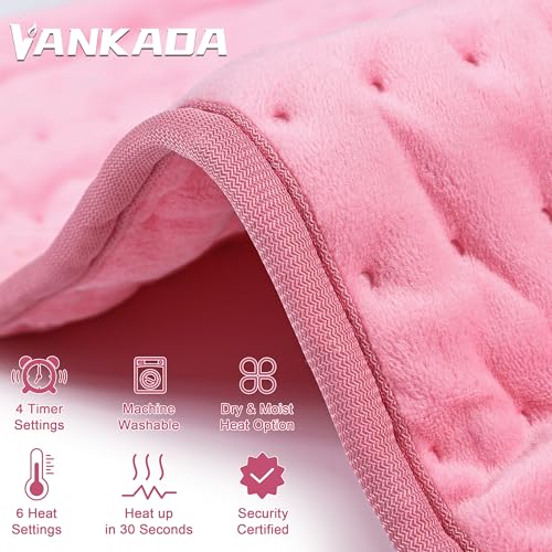 Image of Heating Pad Electric Heat Pad, Hot Heated Pad,Multiple Temp and Timer Settings,Suitable for Shoulders, Neck, arms, Abdomen, Back, Legs, etc. (Light Pink, 33 inchX17 inch)