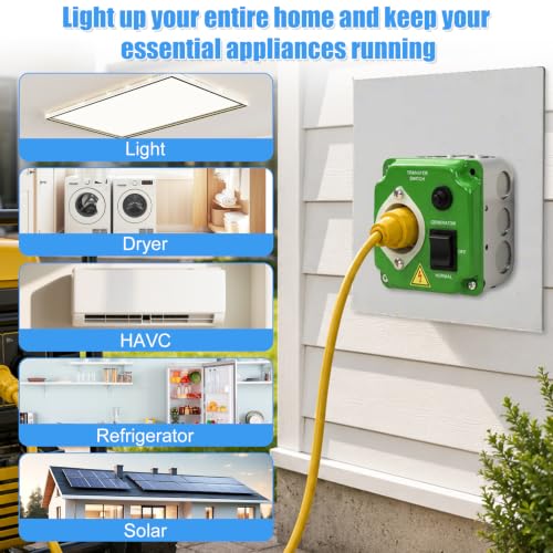 Image of 20 Amp 120V Manual Generator Transfer Switch, Compatible with EZ Generator Switch, Pre-Wired Circuit Backup Switch for Homes, RVs, Portable Generators, Power Stations, Solar Systems, Refrigerators