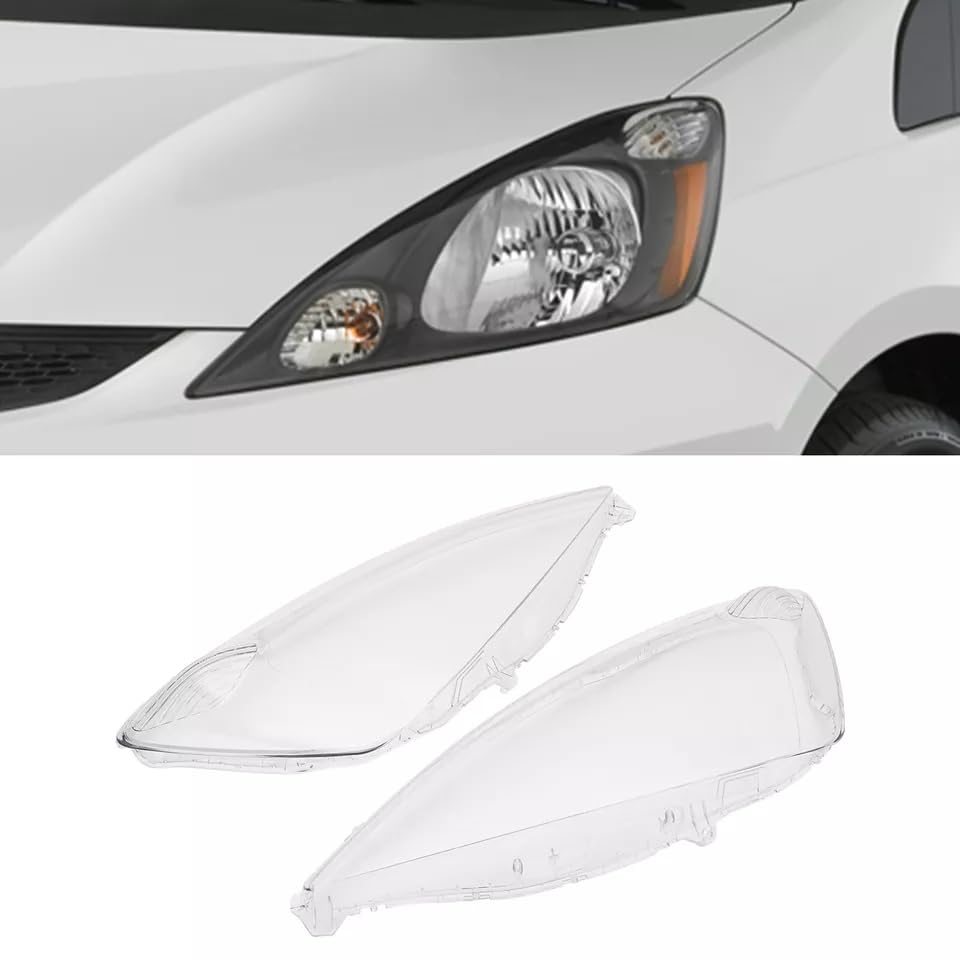 XIJIE for 2008 2009 2010 Honda Fit Hatchback Headlight Lens Covers Driver Left & Passenger Right Side Clear Color