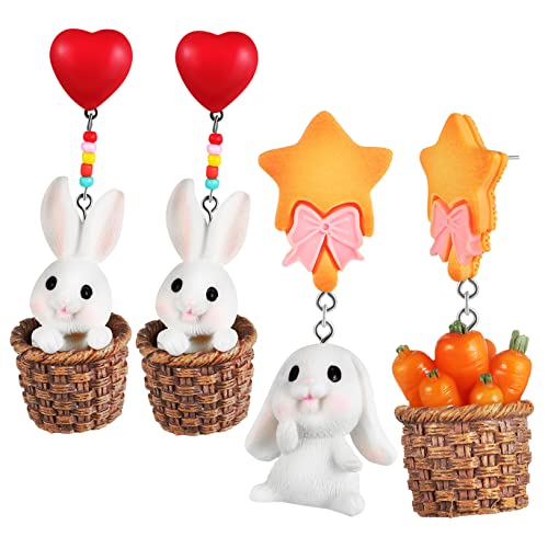 Yardenfun 2組 対の製 飾り カートゥーンウサギとニンジンの ペンダント付き
