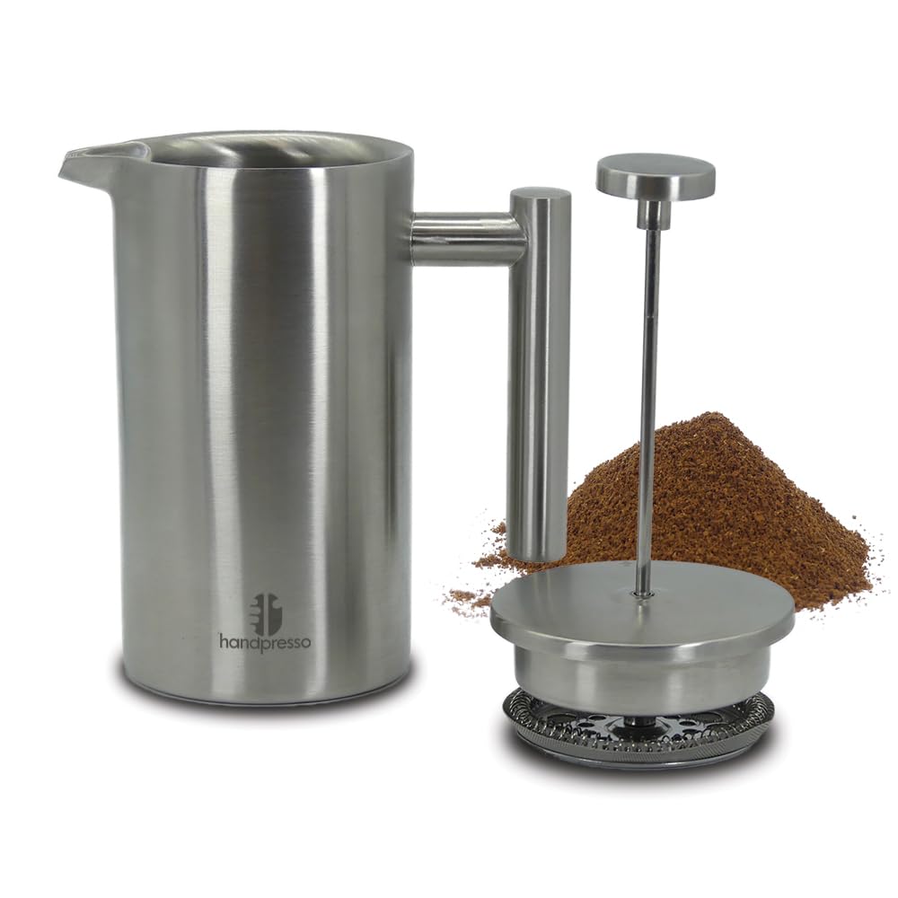 Handpresso French Press | Cafetière à Piston inox double paroi isolante | Cafetiere a Piston isotherme | Cafetiere portable pour la maison, cafetiere de voyage