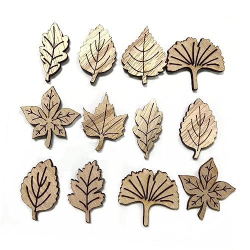 VILLCASE Set of 100 Painting Plates Cartoon Leaves Theme Vintage Antique Wooden Leaves