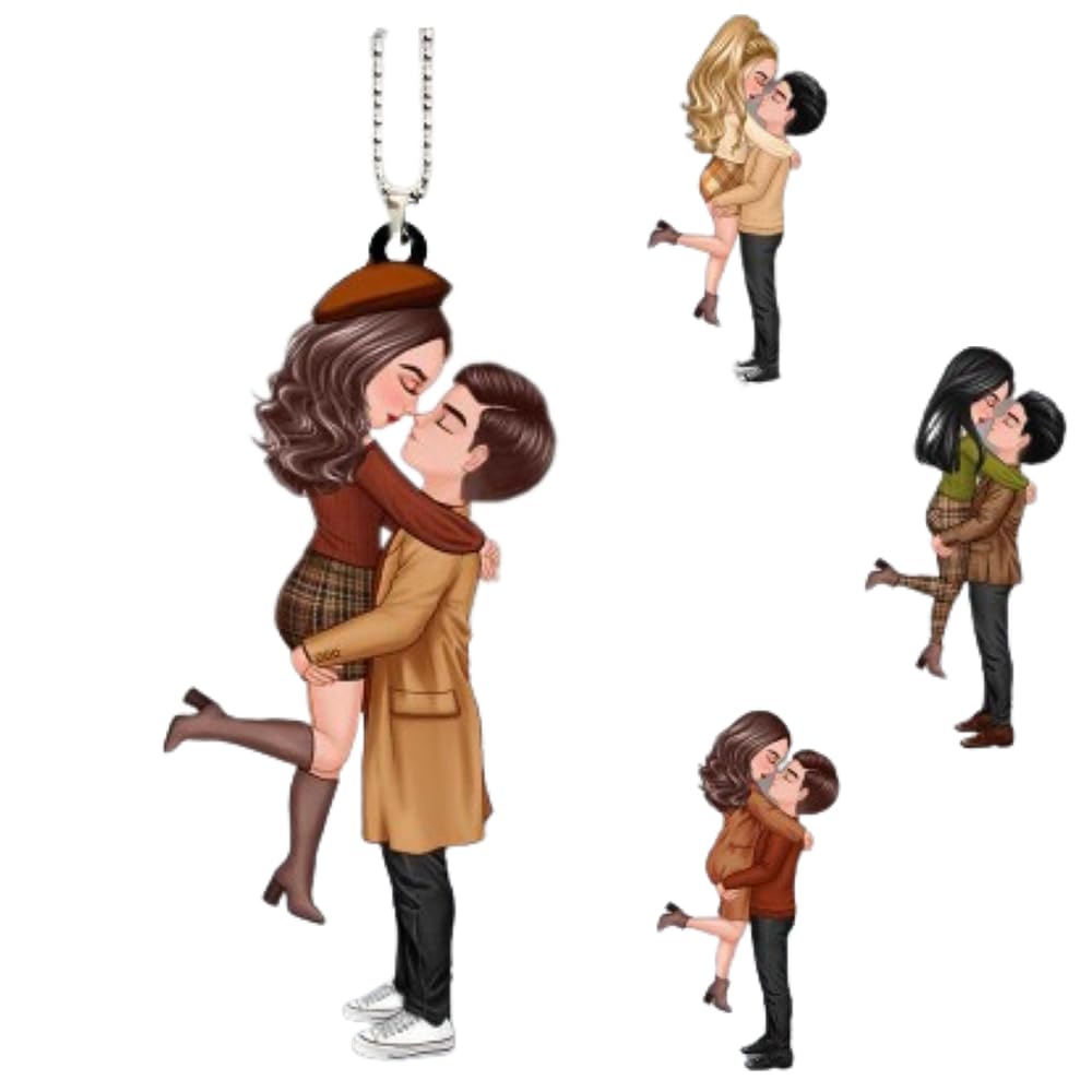 Doll Couple Hugging Kissing In Fall Anniversary Gift Personalized Car Hanging Ornament Designed By Theorem Indirect