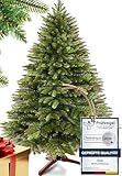 Menz Premium künstlicher Weihnachtsbaum 180 cm Dunkelgrün – Detailgetreuer Tannenbaum künstlich aus PVC & PE, Stabiler Ständer, platzsparend lagerbar & wiederverwendbar