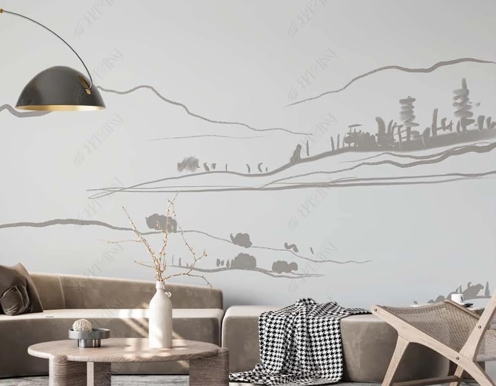 Tableau suspendu montagnes papier peint panoramique chambre et salon