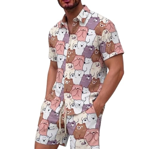 Survêtement à manches courtes pour homme avec chemise hawaïenne et short de plage