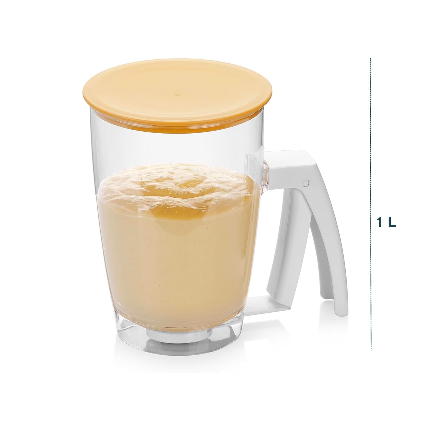 Erogatore Manuale per Pastella con Dosatore Preciso e Coperchio - Dispenser Ideale per Pancake, Crepes e Muffin, in Plastica Resistente, Lavabile in Lavastoviglie, 1L